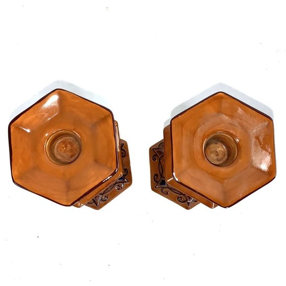 Set Of 2 Deb Hrabik Demdaco Treasured Home Taper Candle Holder Candlesticks - Picture 5 of 6